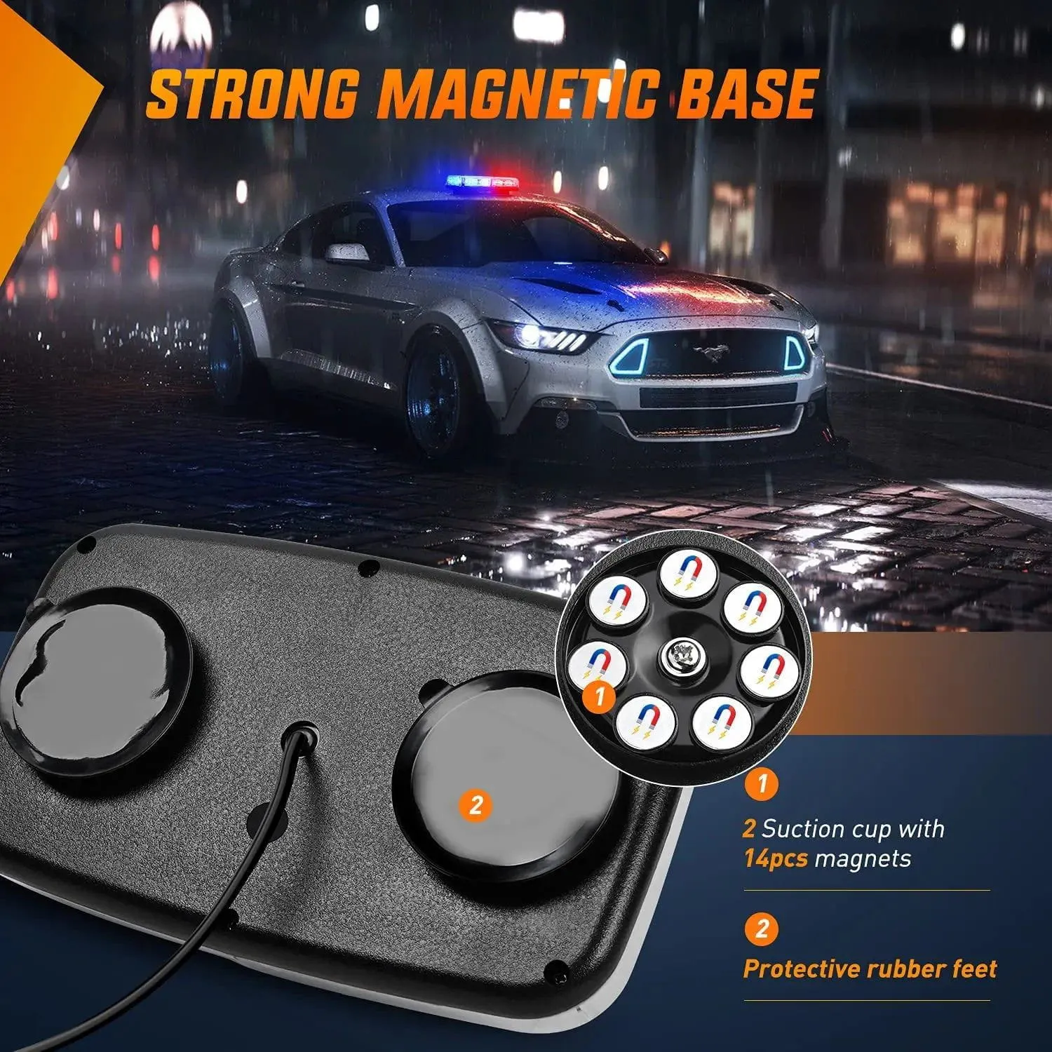 12 Inch 48 Leds Roof Top Blue Red Emergency Strobe Light