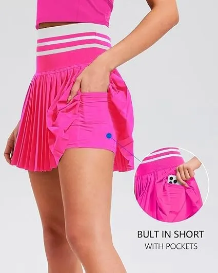 Airfree Pleated Tennis Skirts for Women High Waisted Golf Skort Skirt with Short Athletic Workout Skorts with Pockets
