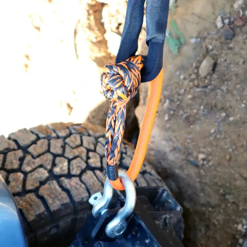 Carbon Offroad 20m 8T Winch Extension Strap and 2-Piece Soft Shackle Bundle