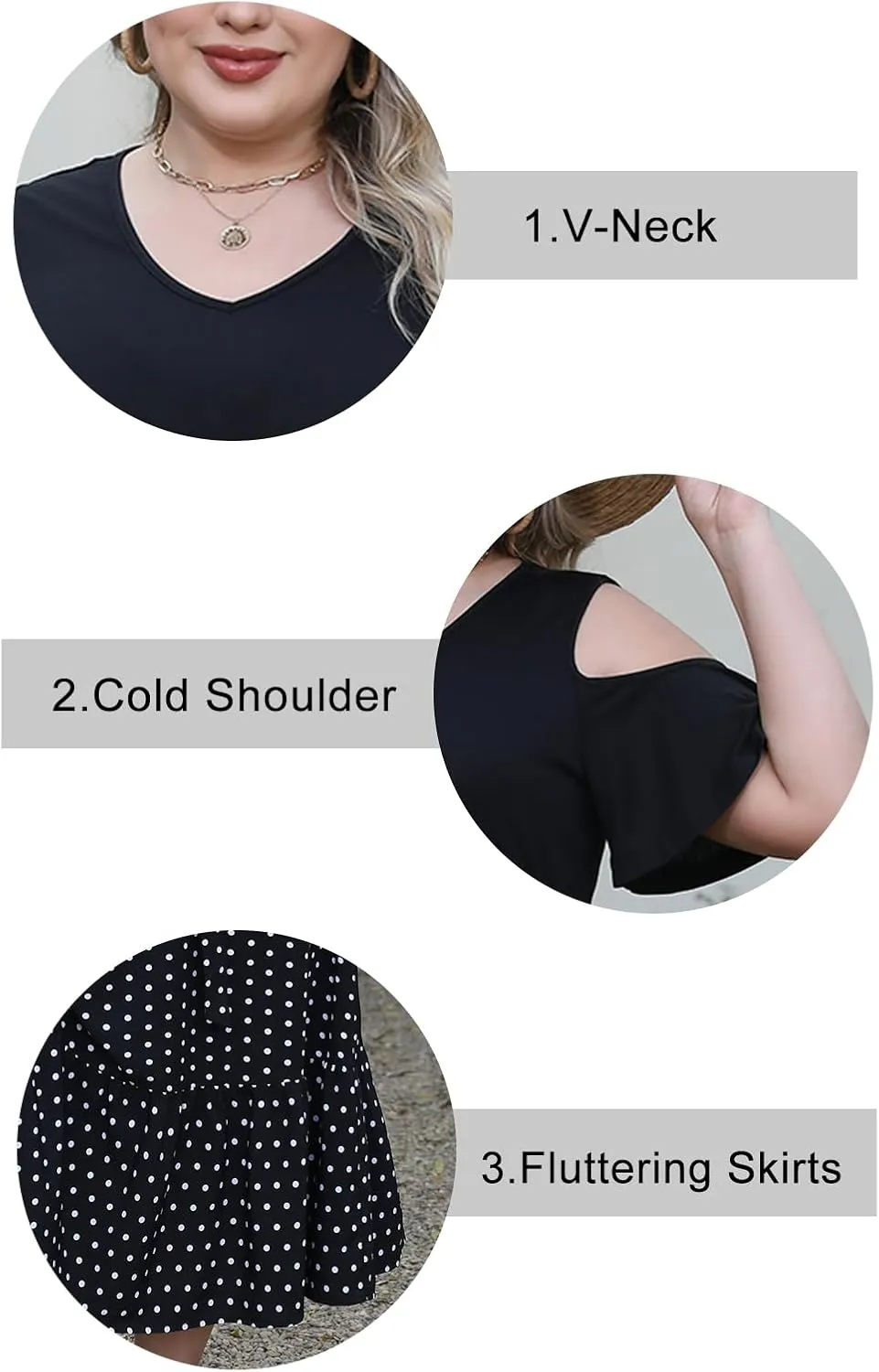 Celkuser Plus Size Summer V Neck Casual Cold Shoulder Floral Boho Dress for Women Empire Waist Cozy Sundress with Pocket