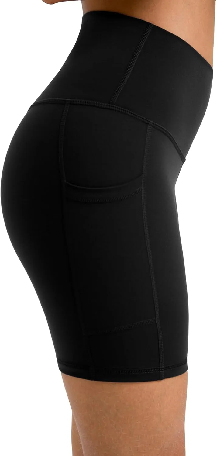 Colorfulkoala Women's High Waisted Biker Shorts with Pockets 6" Inseam Yoga Tummy Control Short