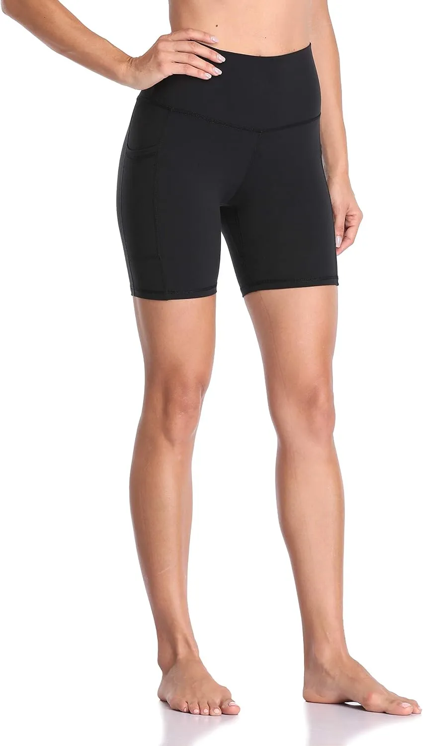 Colorfulkoala Women's High Waisted Biker Shorts with Pockets 6" Inseam Yoga Tummy Control Short