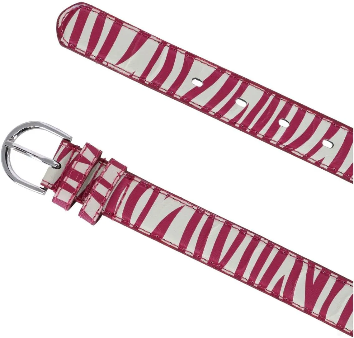 CTM Women's Leather 1 1/8 Inch Zebra Print Dress Belt