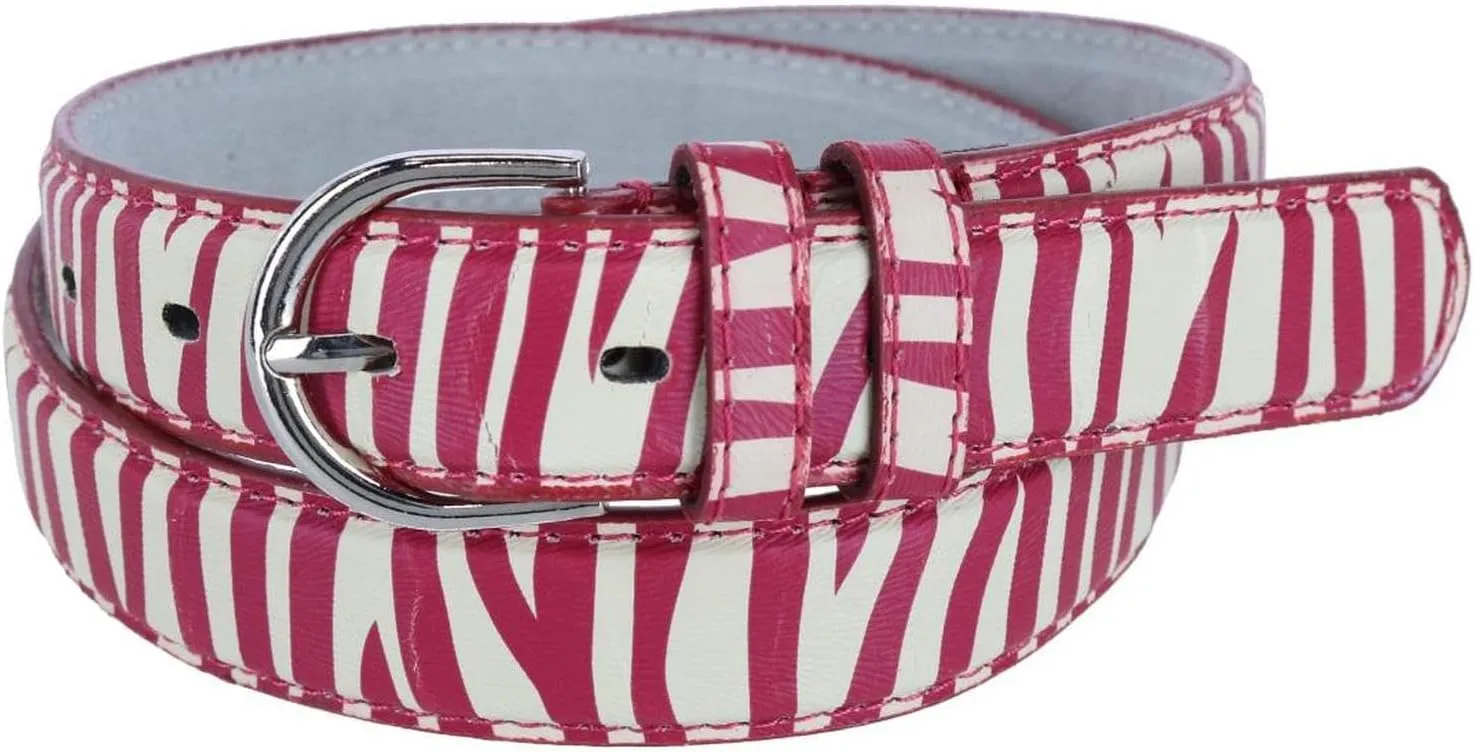 CTM Women's Leather 1 1/8 Inch Zebra Print Dress Belt