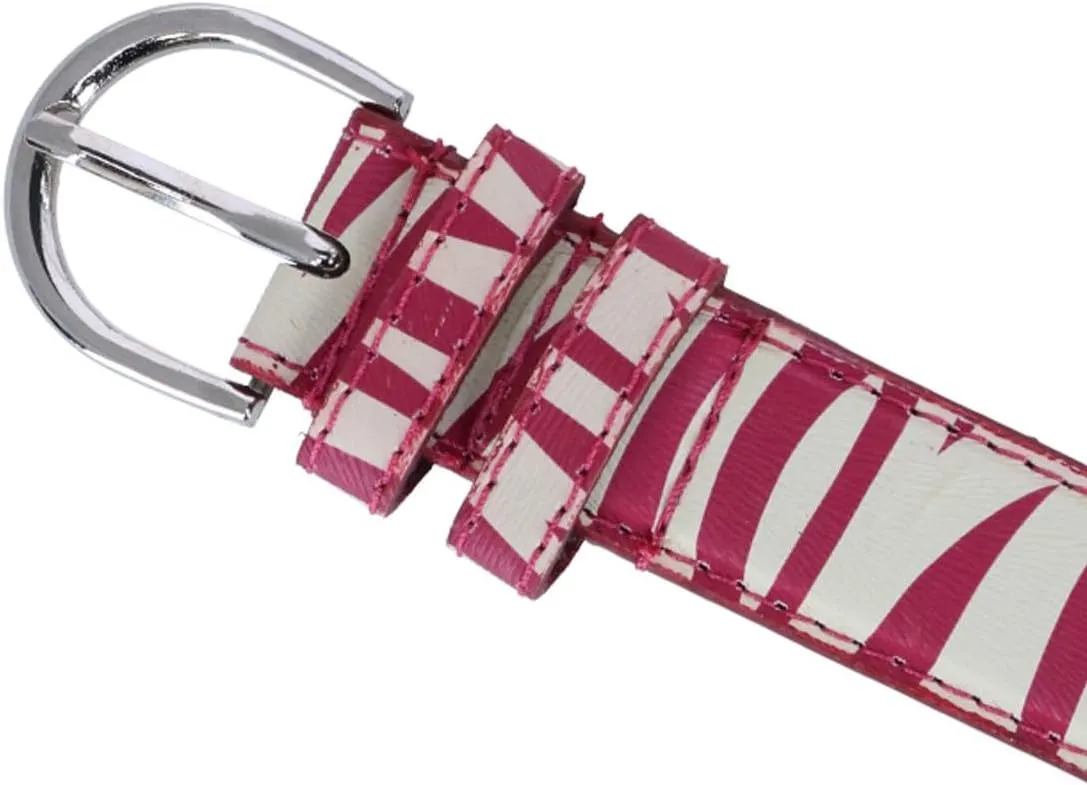 CTM Women's Leather 1 1/8 Inch Zebra Print Dress Belt