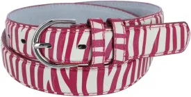 CTM Women's Leather 1 1/8 Inch Zebra Print Dress Belt