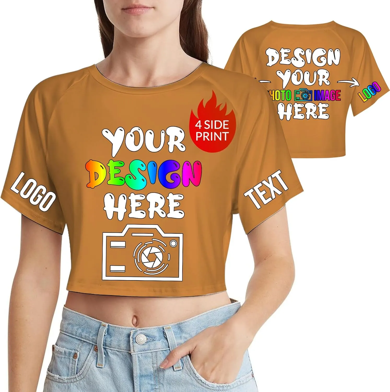 Custom Crop Top for Women Design Photo Logo Text Crop Tops Custom Baby Tee Personalized Short Sleeve Shirt for Mom