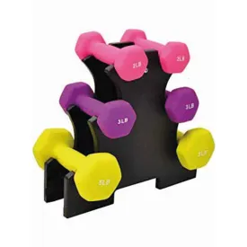 Dumbbells Vinyl Coated Set 12kg w/ Stand