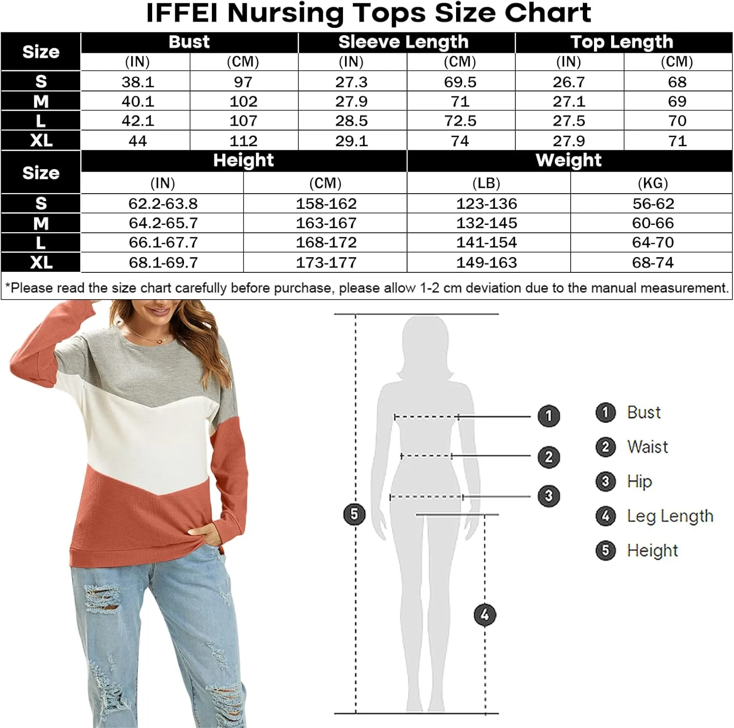 IFFEI Women's Maternity Nursing Tops Breastfeeding Tank Shirt Long Sleeve Nursing Clothes