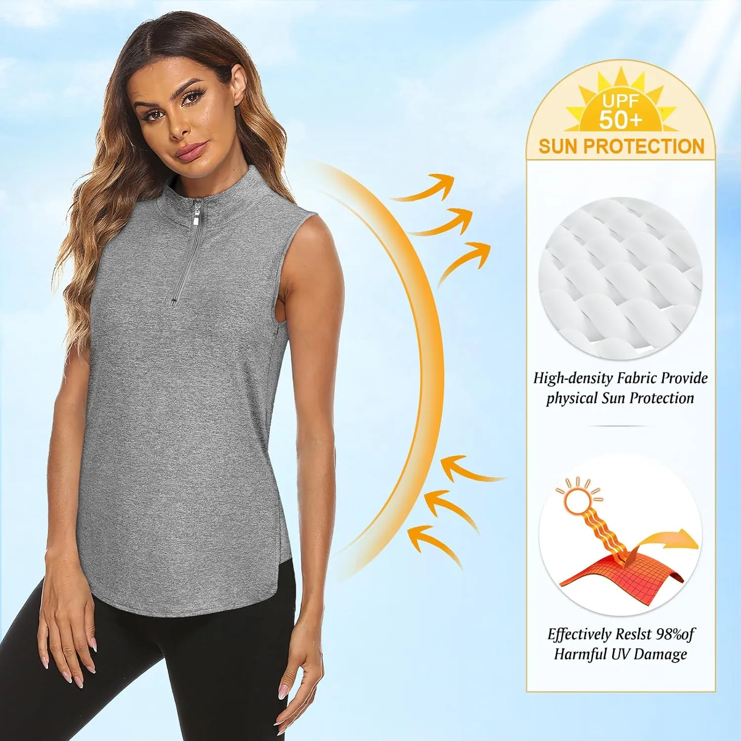 Koscacy Womens Golf Shirts Tank Tops for Women 2025 Loose Fit Sleeveless with Collar Yoga Athletic Running Shirts