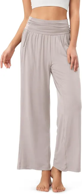 ODODOS Women's Wide Leg Palazzo Lounge Pants with Pockets Light Weight Loose Comfy Casual Pajama Pants-26/28/30"/32" Inseam