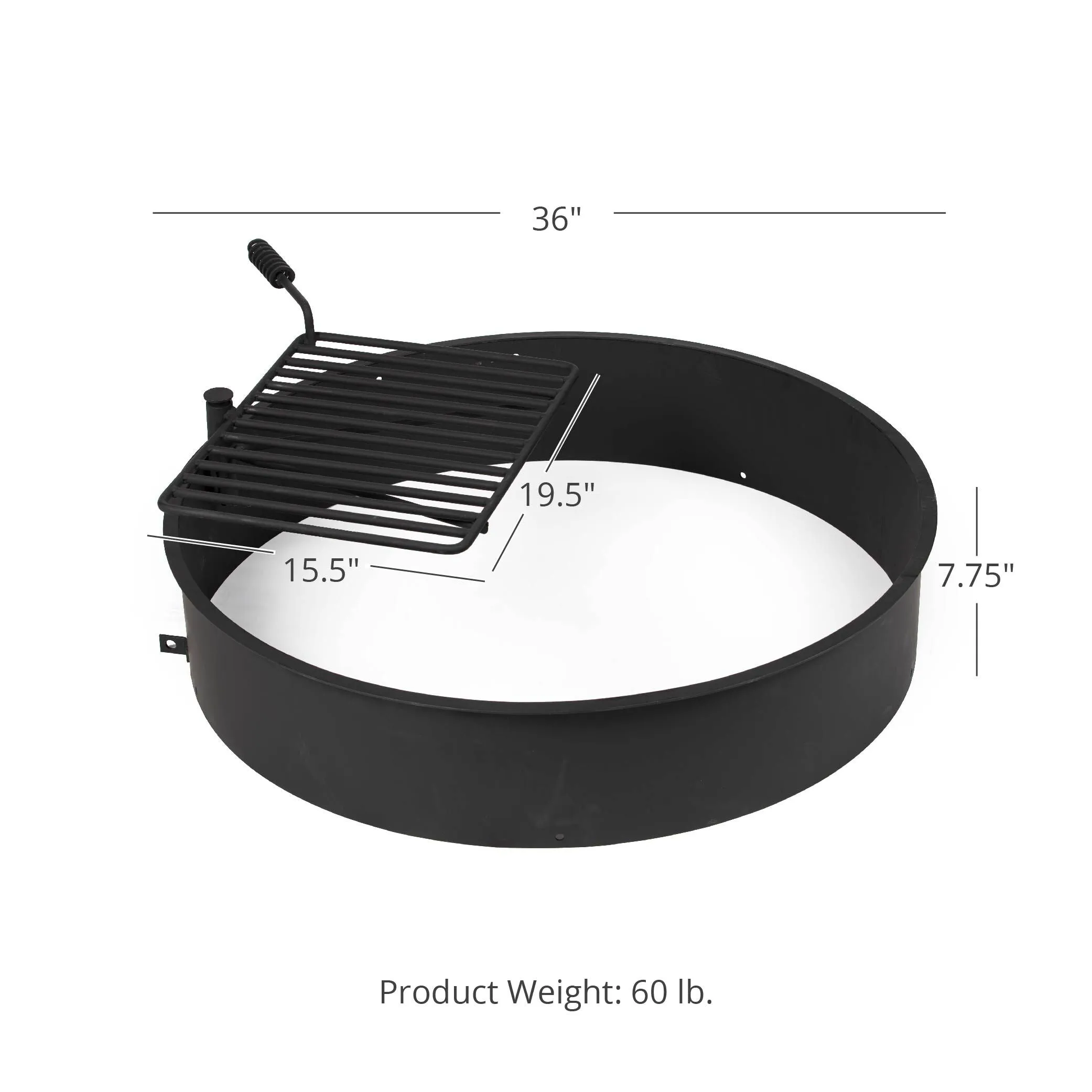 Scratch and Dent, 36" Steel Camp Fire Ring & Outdoor Cooking Grate