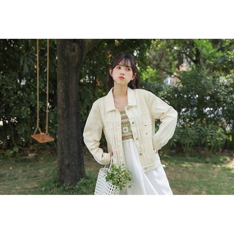 Simplicity Embroidery Loose-Fit Denim Jacket
