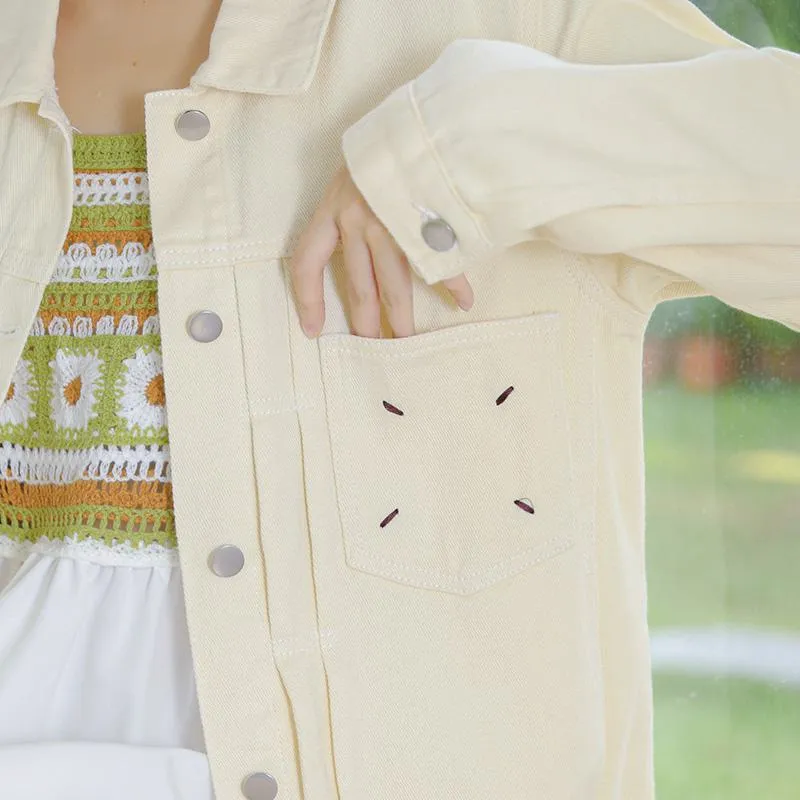 Simplicity Embroidery Loose-Fit Denim Jacket