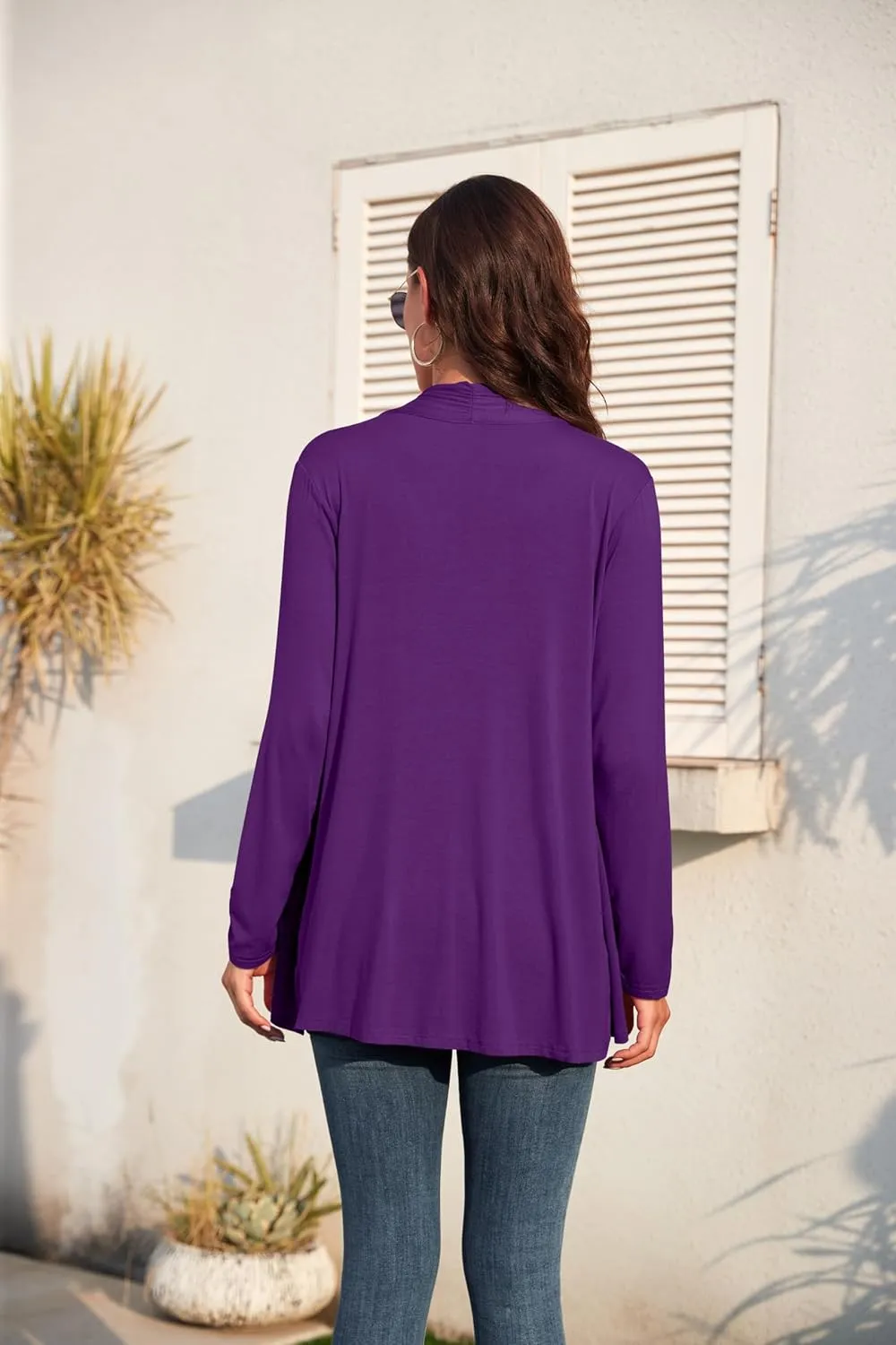 TASAMO Women's Casual Lightweight Cardigan Long Sleeve Open Front with Pockets Cozy Soft Knitted Drape Fall Flowy Cardigan