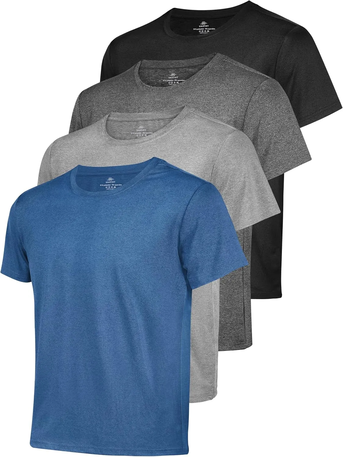 URATOT Men's Workout Shirts Short Sleeve Dry Fit Athletic T-Shirts Moisture Wicking Running Gym Active Lightweight Tee Top