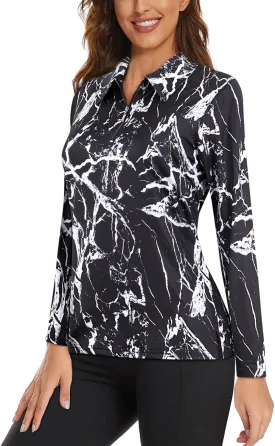 Viracy Womens Golf Shirt UPF50  Sun Protection Long Sleeve 1/4 Zip Up Polo Workout Tops Fast Dry Fit Moisture Wicking