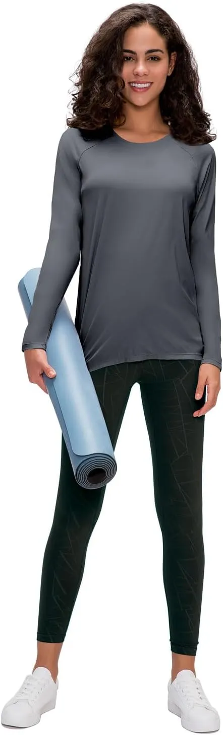 Women's 3 Pack Long Sleeve Workout Running Shirts, UPF 50  Sun Protection Shirts, Athletic Exercise Gym Yoga T-Shirts Tops