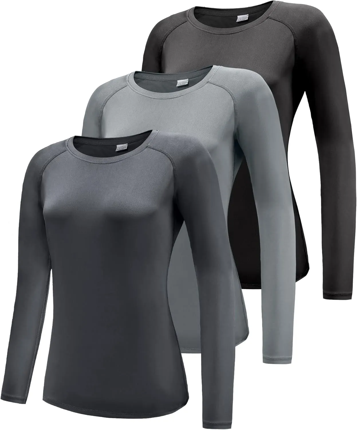 Women's 3 Pack Long Sleeve Workout Running Shirts, UPF 50  Sun Protection Shirts, Athletic Exercise Gym Yoga T-Shirts Tops