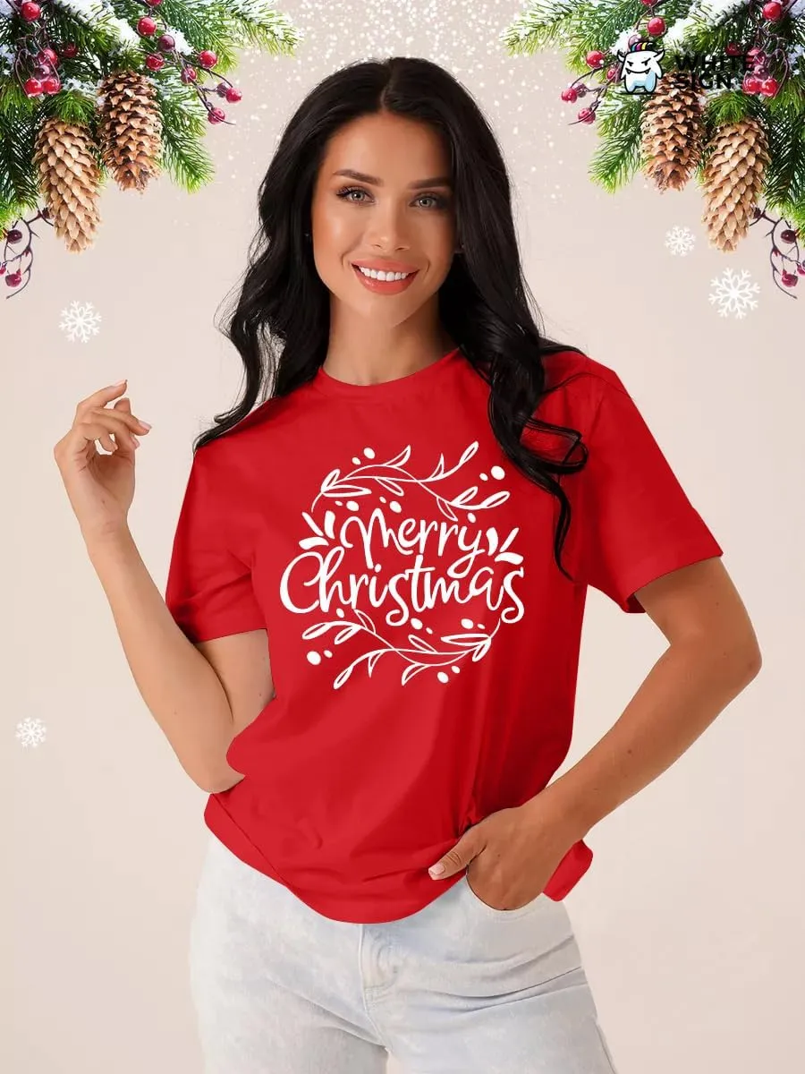 Womens Christmas Light Shirt: Merry Christmas Tee Shirts Xmas T-Shirt Christmas Bright Short Sleeves Top