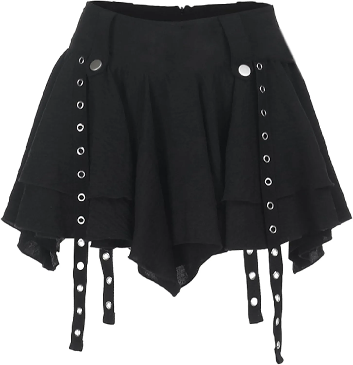 Women's Gothic Punk Skirt High Waist Mini Plaid Pleated Skirt Y2K Ruffles Fairy Grunge A-Line Skater Skirts