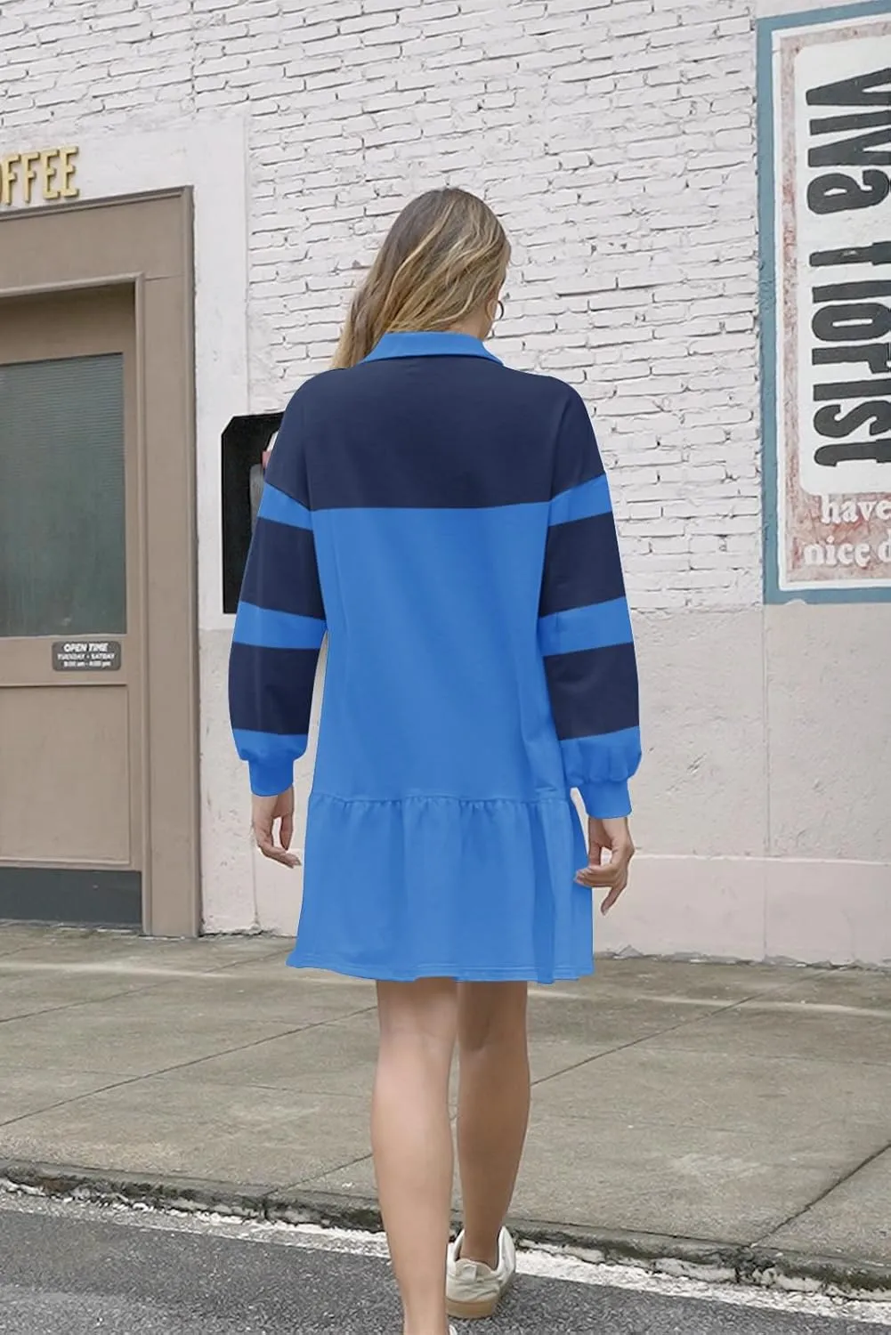 Womens Oversized Sweatshirt Dress Spring Fall Trendy Long Sleeve Button Lapel Pullover Mini Dresses