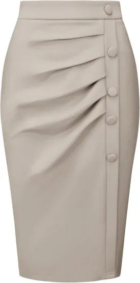 Women's Wear to Work Pencil Skirt Elastic High Waist Ruched Bodycon Midi Skirts