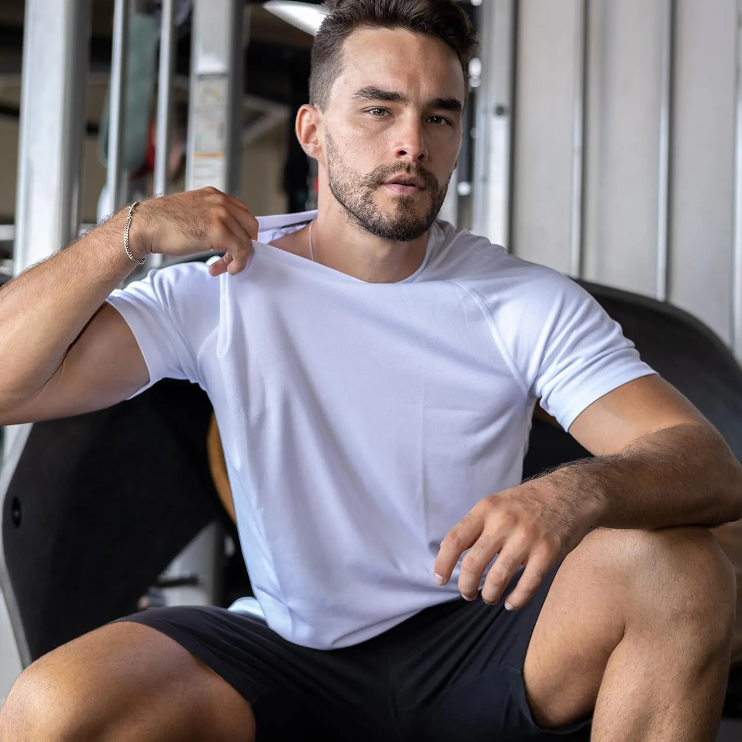 ZENGVEE Men's 3 Pack Workout Shirts Quick Dry Moisture Wicking Short Sleeve Mesh Athletic T-Shirts Lightweight Athletic