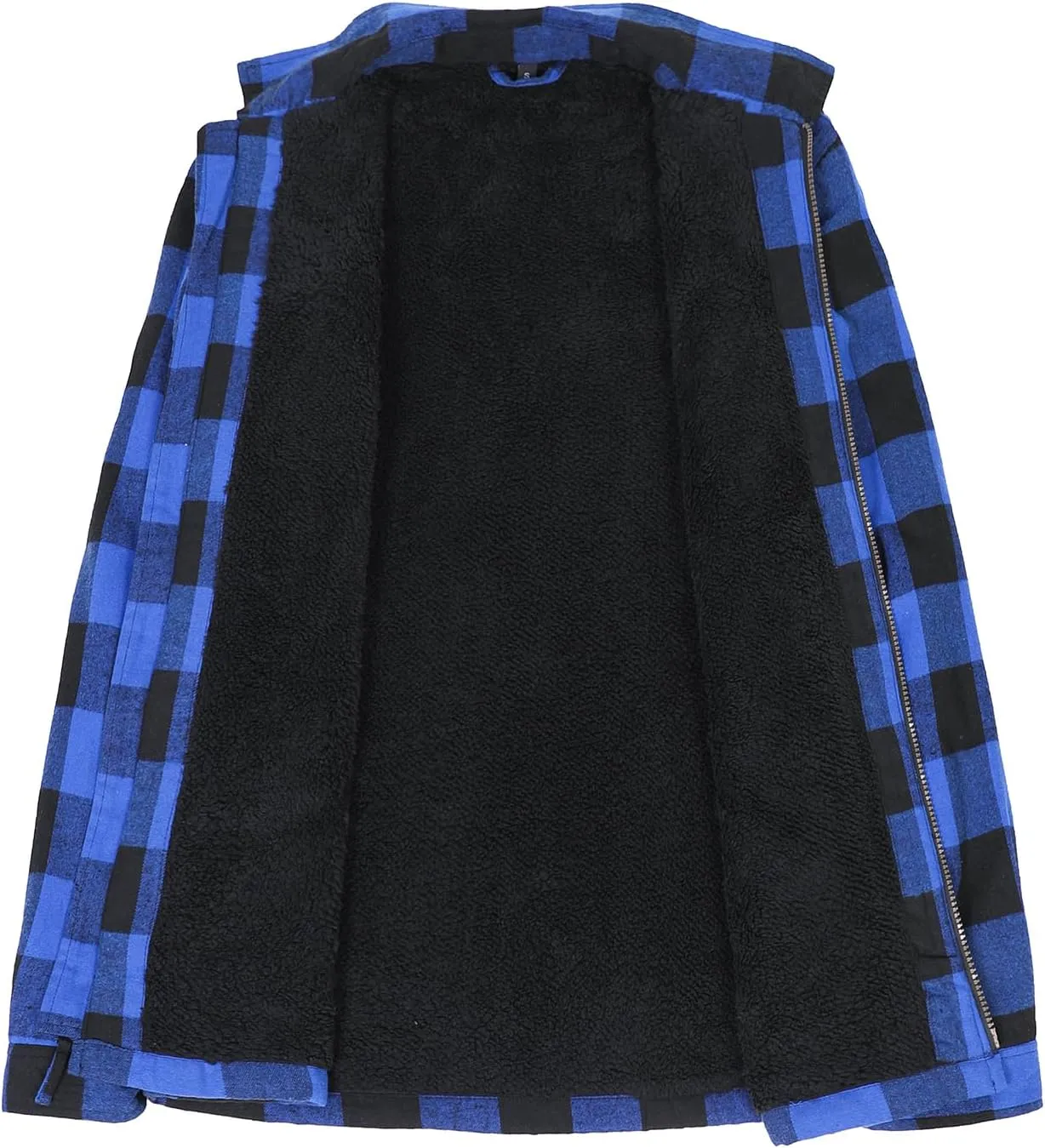 ZENTHACE Men's Sherpa Lined Full Zip Plaid Flannel Jacket Shirt,Brushed Cozy Outdoor Work Shacket Jackets