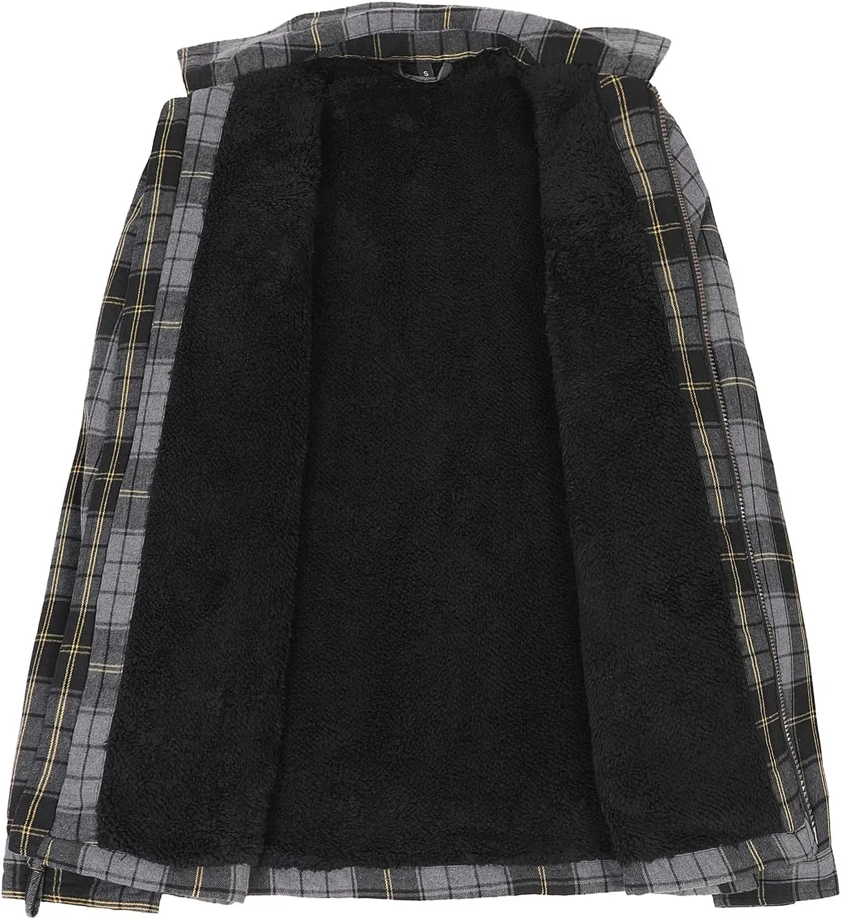 ZENTHACE Men's Sherpa Lined Full Zip Plaid Flannel Jacket Shirt,Brushed Cozy Outdoor Work Shacket Jackets