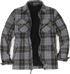 ZENTHACE Men's Sherpa Lined Full Zip Plaid Flannel Jacket Shirt,Brushed Cozy Outdoor Work Shacket Jackets